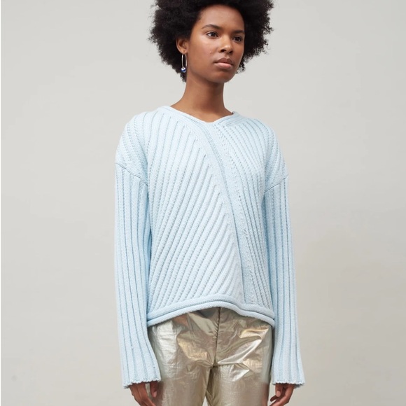Nomi Sky Blue V-Neck Sweater - Picture 2 of 7